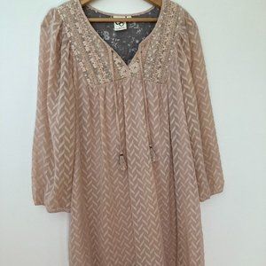 Muted Pink Boho midi dress Anthropologie